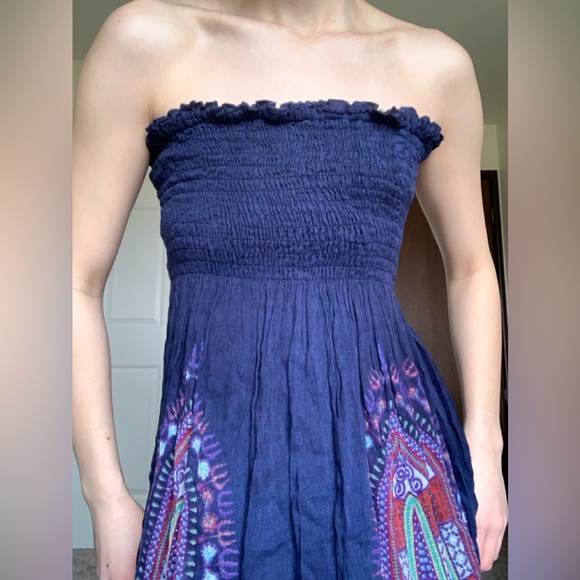 Blue strapless dress - Picture 2 of 5